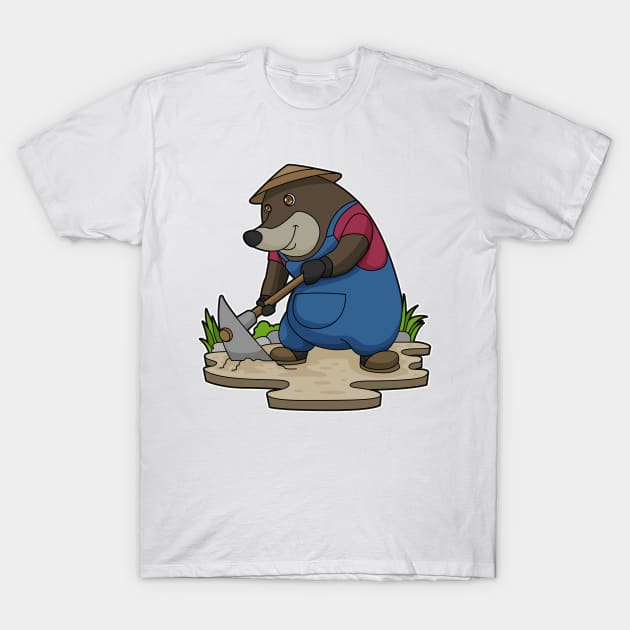 Mole as Farmer with Hoe T-Shirt by Markus Schnabel